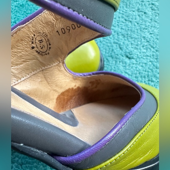 Fluevog NEARLY NEW Mini Elif olive/gray/purple asymmetrical buckle heel - 8.5 - Picture 15 of 16
